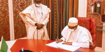 Buhari, Osinbajo sign pledge card to end open defecation in Nigeria by 2025